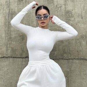 Seamless Long Sleeve Thumbhole Top – White
